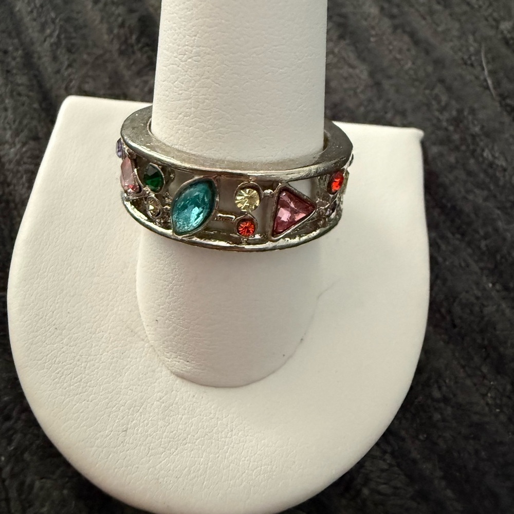 Elegant Multi-Color Gemstone Ring. Size 10